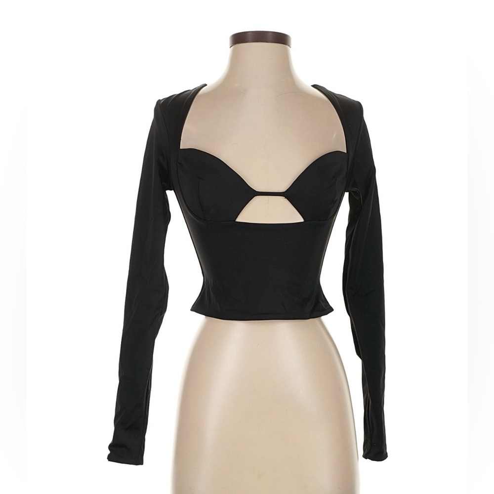 Oh Polly Black Long Sleeve Crop Top